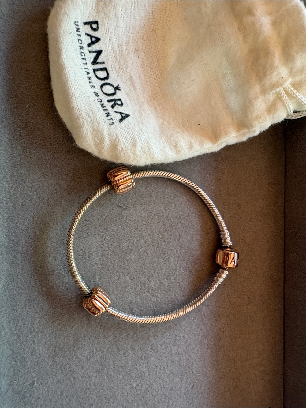 Pandora Two-Tone Rose Gold & Silver Snake Chain Bracelet